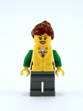 LEGO cty0713 Angler Female, Sand Blue Legs, Reddish Brown Hair, Peach Lips, Life Jacket Center Buckle