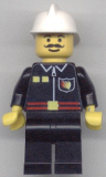 LEGO firec017 Fire - Flame Badge and 2 Buttons, Black Legs, White Fire Helmet